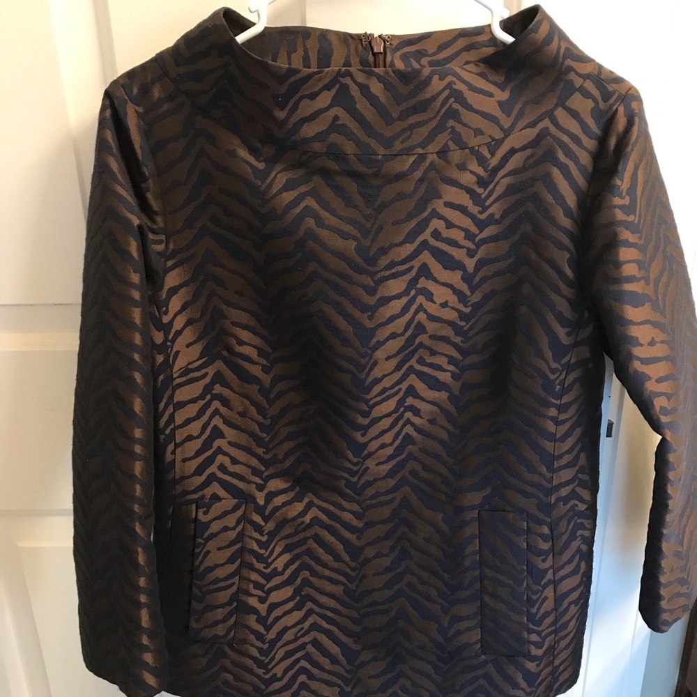 MICHAEL Michael Kors navy and brown  dress blouse